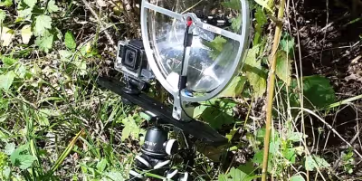 a Sound Shark long-range microphone being used with a GoPro camera at an outdoor wedding